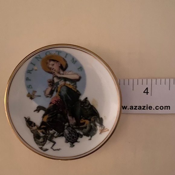NORMAN ROCKWELL “Springtime” Decorative Porcelain Plate Vintage 3 1/4 in - Picture 4 of 7